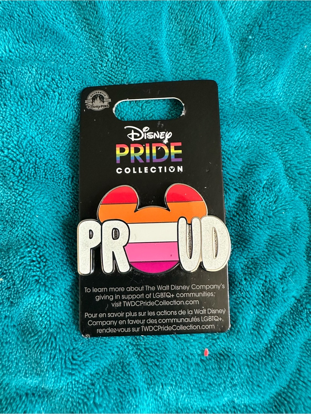 Disney Pride Collection Rainbow Striped 'PROUD' Mickey Enamel Pin